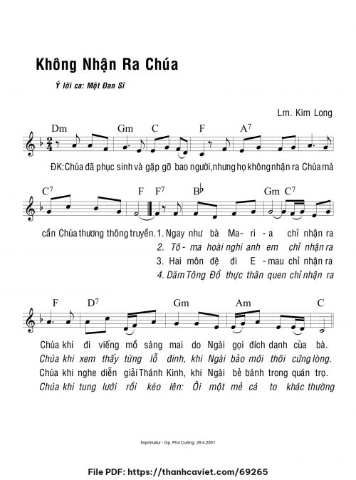 Không nhận ra Chúa - Lm. Kim Long - trang 1