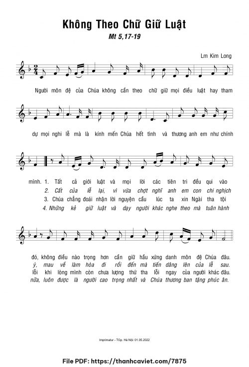 Không theo chữ giữ luật - Lm. Kim Long - trang 1