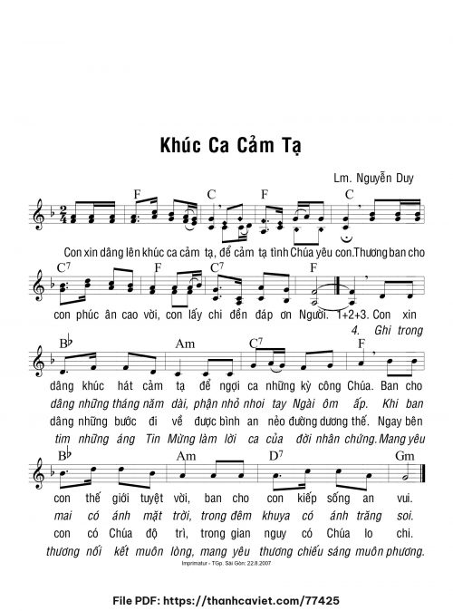 Khúc ca cảm tạ - Lm. Nguyễn Duy - trang 1
