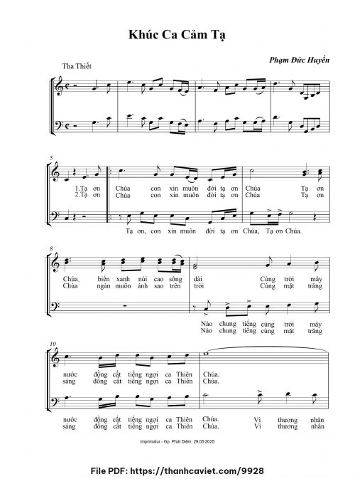 Khúc ca cảm tạ - Phạm Đức Huyến - trang 1
