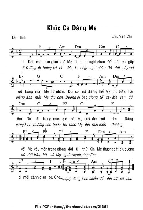 Khúc ca dâng Mẹ - Lm. Văn Chi - trang 1