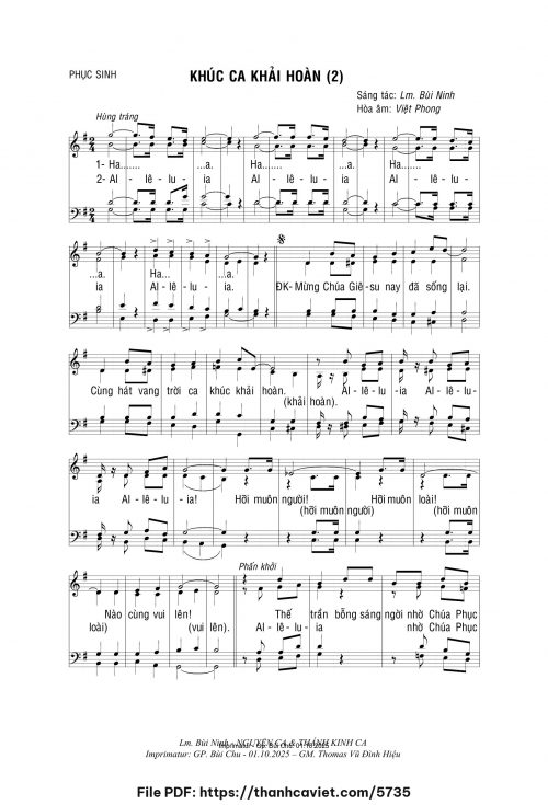 Khúc ca khải hoàn 2 - Lm. Bùi Ninh (Hòa âm: Việt Phong) - trang 1
