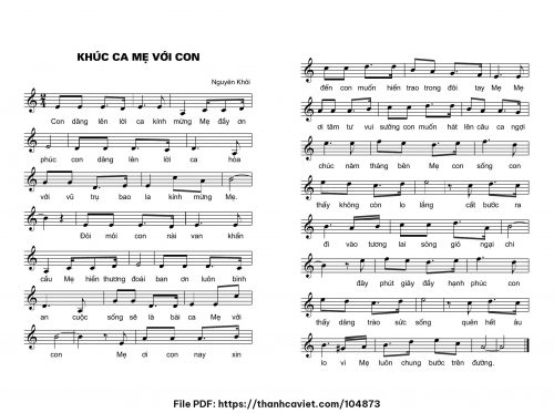 Khúc ca Mẹ với con - Lm. Nguyên Khôi - trang 1