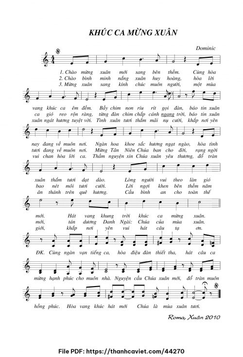Khúc ca mừng xuân - Lm. Dominic - trang 1