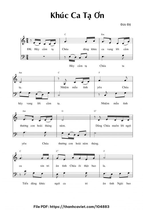 Khúc ca tạ ơn - Đức Độ - trang 1