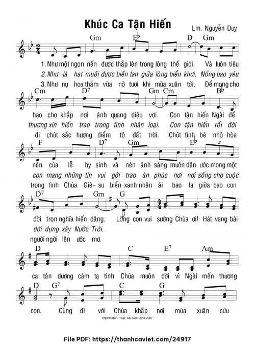 Khúc ca tận hiến - Lm. Nguyễn Duy - trang 1