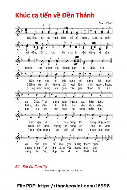 Khúc ca tiến về Đền Thánh - Lm. Minh Chiết - trang 1