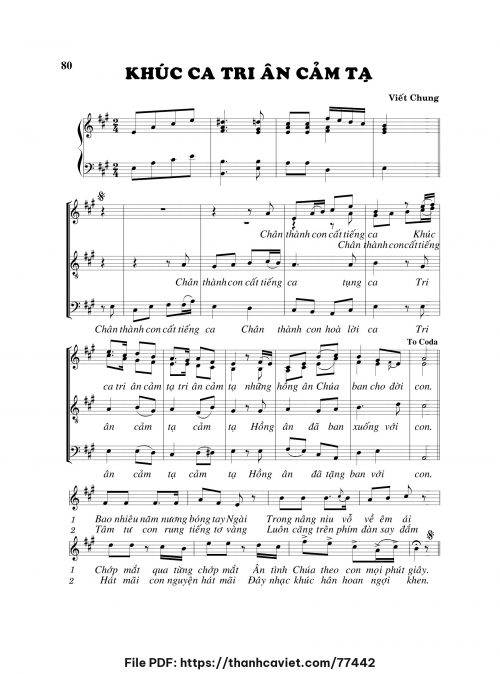 Khúc ca tri ân cảm tạ - Viết Chung - trang 1