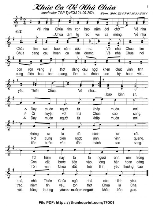 Khúc ca về nhà Chúa - Dom. Bùi Lữ - trang 1