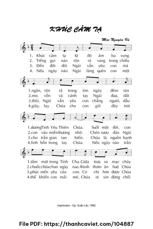 Khúc cảm tạ - Mai Nguyên Vũ - trang 1