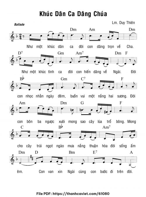 Khúc dân ca dâng Chúa - Lm. Duy Thiên - trang 1