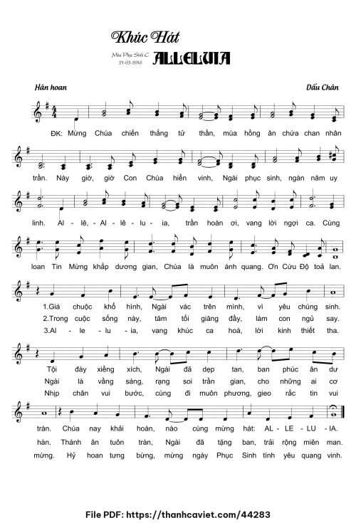 Khúc hát Alleluia - Dấu Chân - trang 1