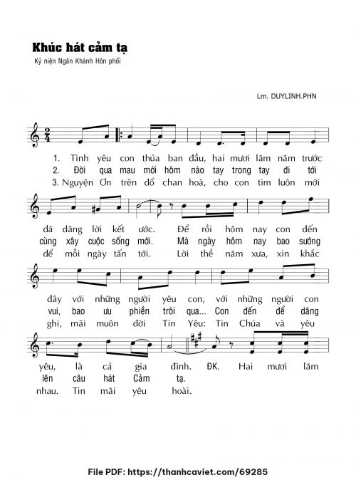 Khúc hát cảm tạ - Lm. DUYLINH.PHN - trang 1
