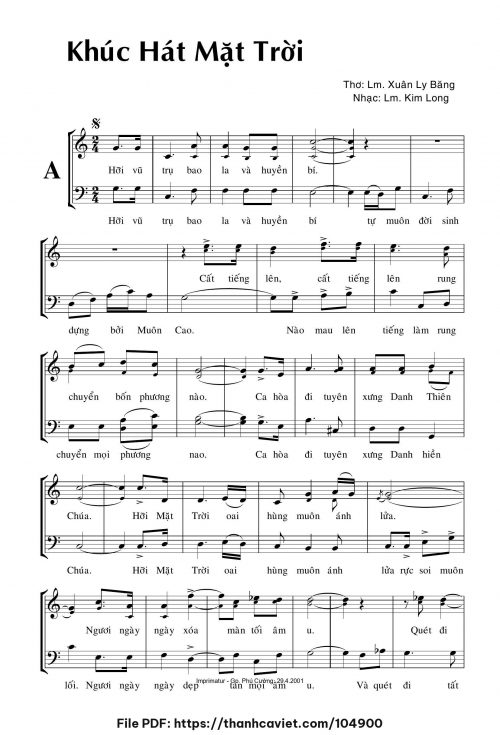 Khúc hát mặt trời - Lm. Kim Long - trang 1