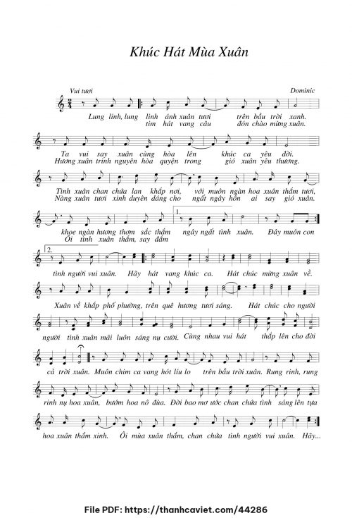 Khúc hát mùa xuân - Lm. Dominic - trang 1