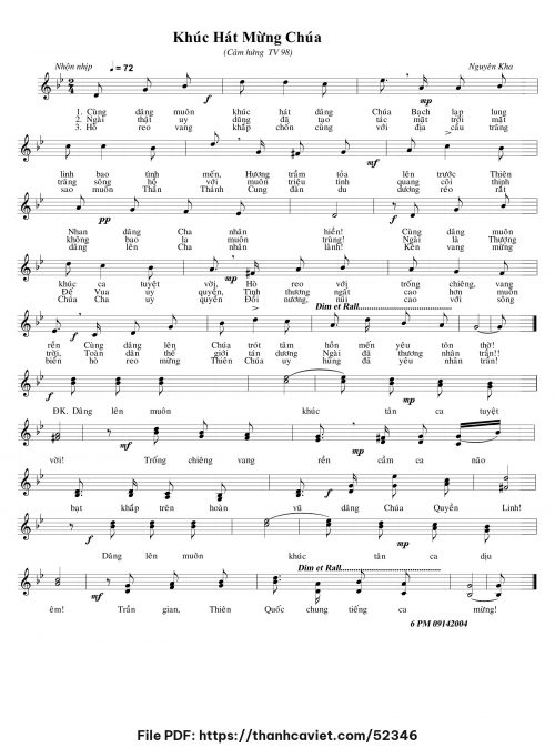 Khúc hát mừng Chúa - Nguyên Kha - trang 1