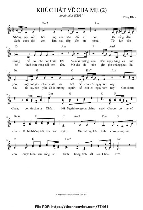 Khúc hát về cha mẹ - Đăng Khoa - trang 1