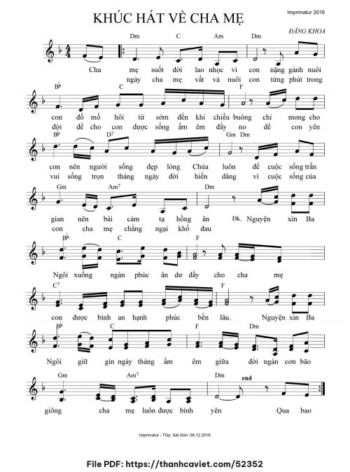 Khúc hát về cha mẹ - Đăng Khoa - trang 1