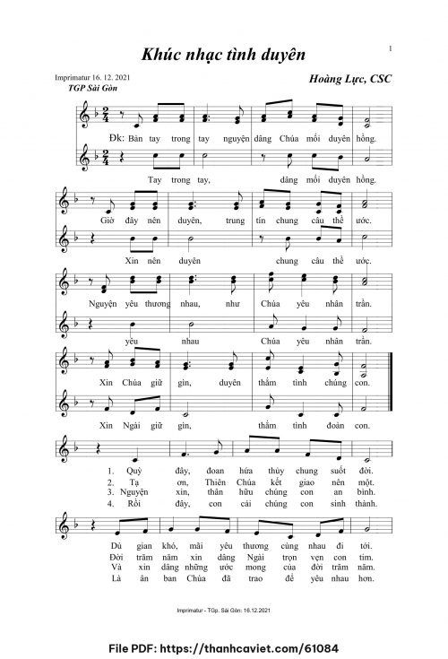 Khúc nhạc tình duyên - Hoàng Lực, CSC - trang 1