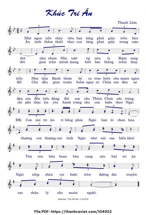 Khúc tri ân - Thanh Lâm (Song Mộc) - trang 1