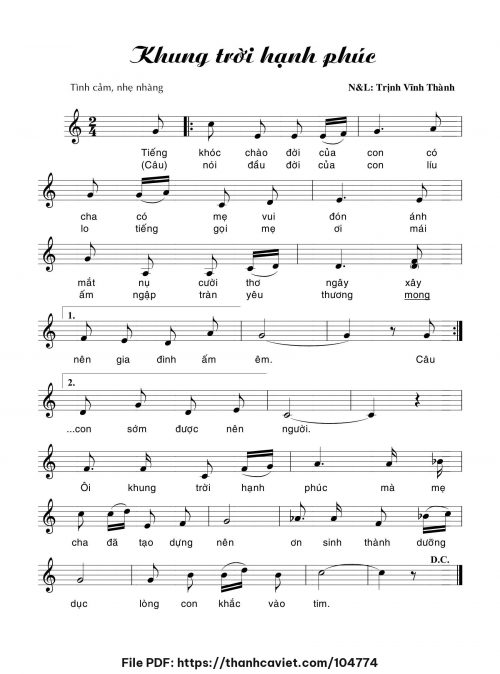 Khung trời hạnh phúc - Trịnh Vĩnh Thành - trang 1