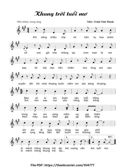 Khung trời tuổi mơ - Trịnh Vĩnh Thành - trang 1