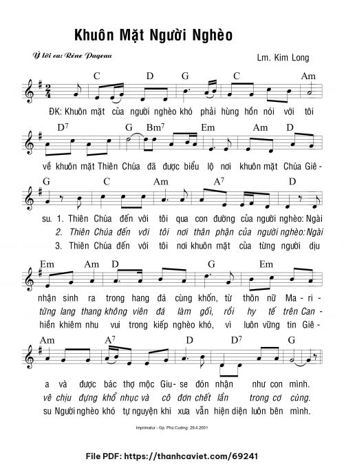 Khuôn mặt người nghèo - Lm. Kim Long - trang 1