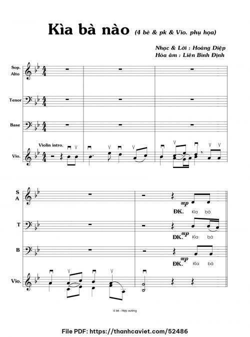 Kìa bà nào - Lm. Hoàng Diệp (Hòa âm: Liên Bình Định) - trang 1