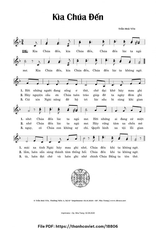 Kìa Chúa đến - Trần Hòa Yên - trang 1