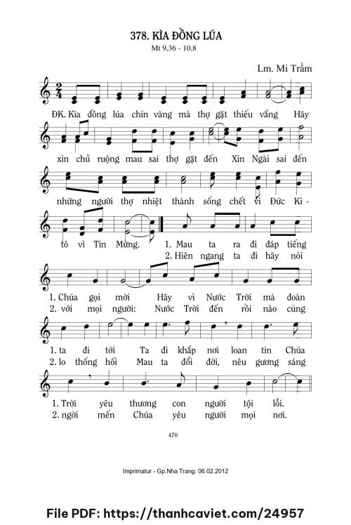 Kìa đồng lúa - Lm. Mi Trầm - trang 1
