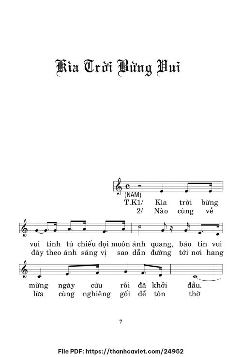 Kìa trời bừng vui - Nhạc quốc tế - trang 1