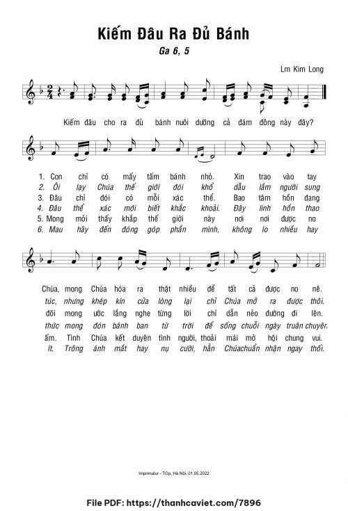 Kiếm đâu ra đủ bánh - Lm. Kim Long - trang 1