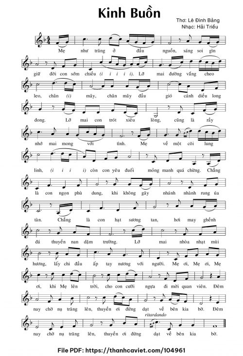 Kinh buồn - Hải Triều - Thơ: Lê Đình Bảng - trang 1