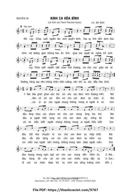 Kinh ca hòa bình - Lm. Bùi Ninh - trang 1