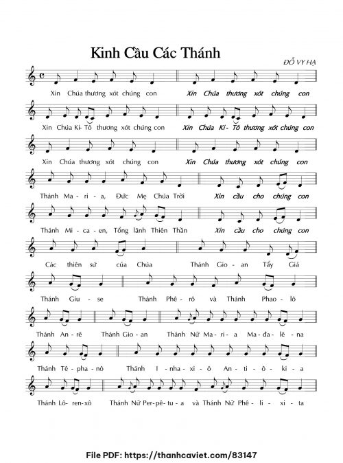 Kinh cầu Các Thánh - Đỗ Vy Hạ - trang 1