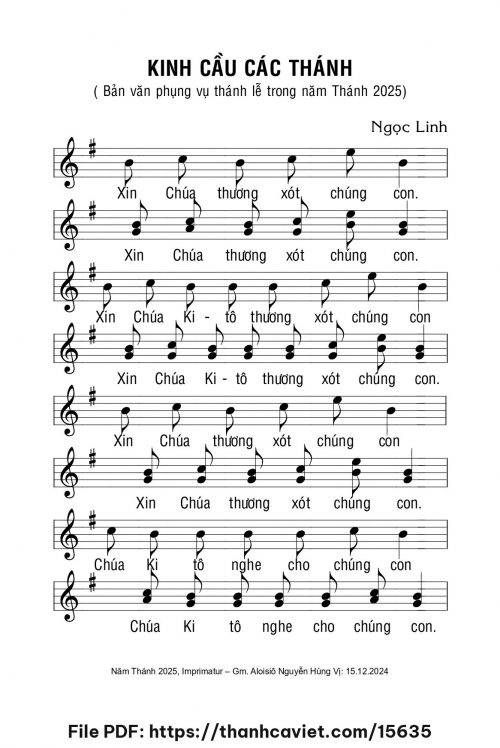 Kinh cầu các Thánh - Ngọc Linh - trang 1