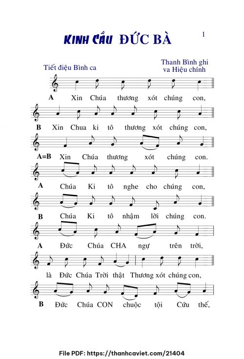 Kinh cầu Đức Bà - Lm. Thanh Bình - trang 1