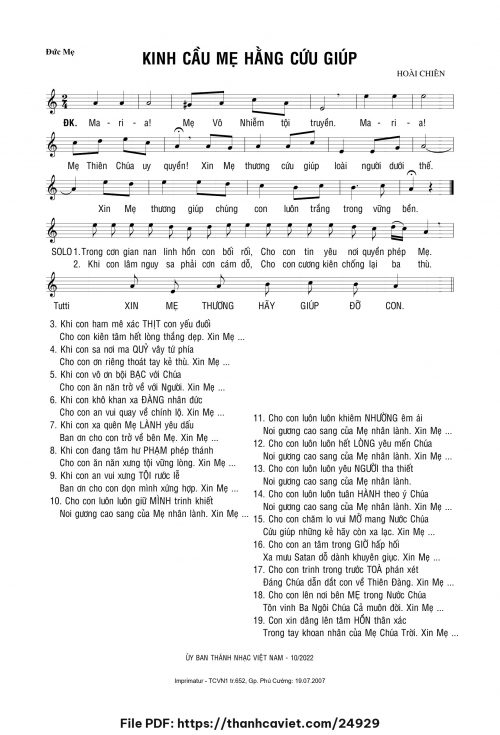 Kinh cầu Mẹ Hằng Cứu Giúp - Hoài Chiên - trang 1