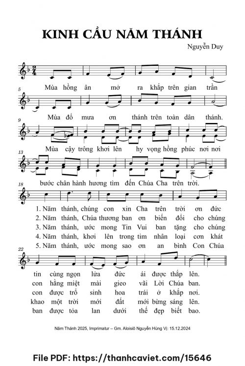 Kinh cầu Năm Thánh - Lm. Nguyễn Duy - trang 1