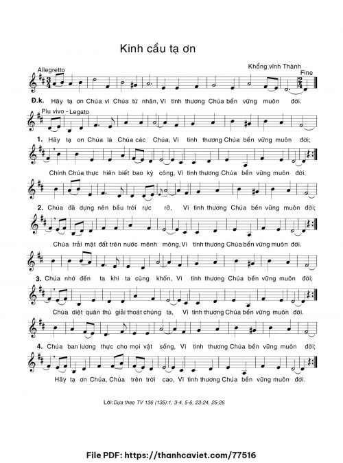 Kinh cầu tạ ơn - Khổng Vĩnh Thành - trang 1