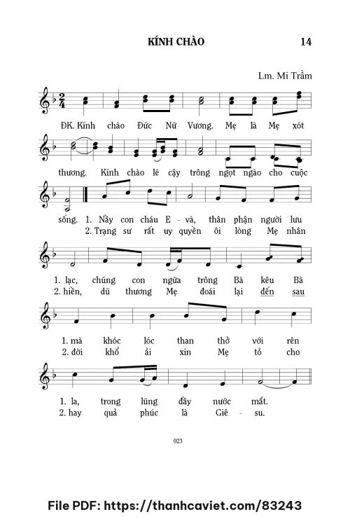 Kính chào - Lm. Mi Trầm - trang 1