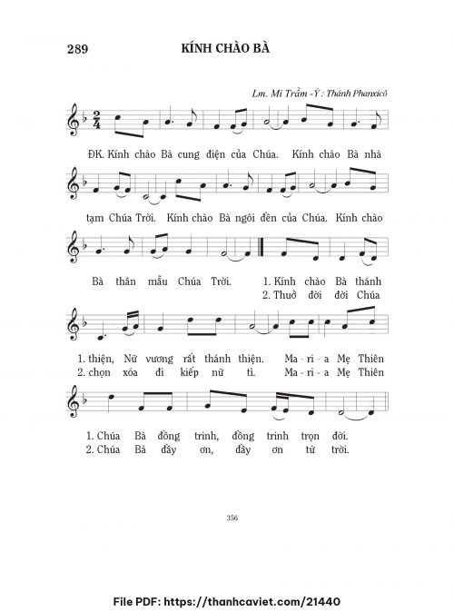 Kính chào Bà - Lm. Mi Trầm - trang 1