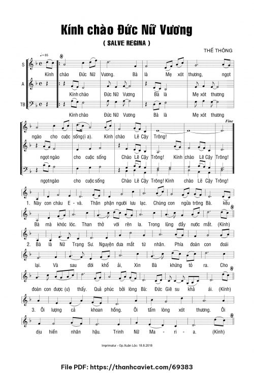 Kính chào Đức Nữ Vương - Thế Thông - trang 1