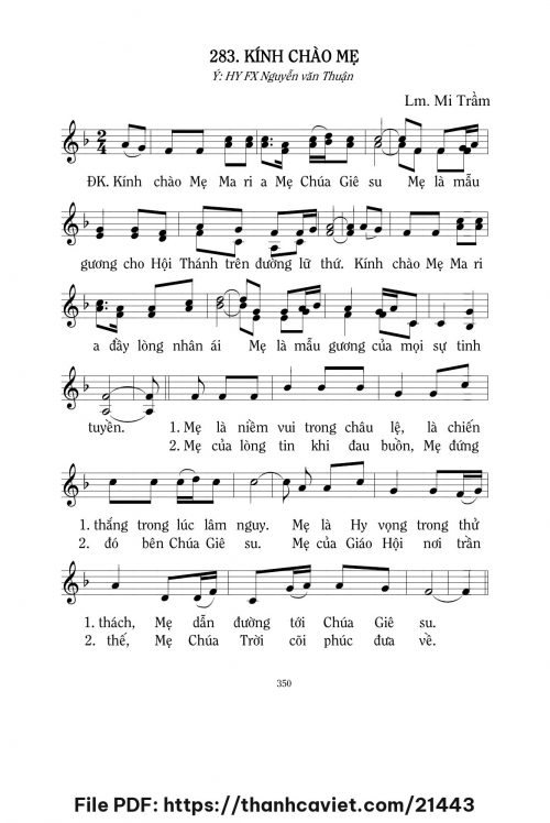 Kính chào Mẹ - Lm. Mi Trầm - trang 1