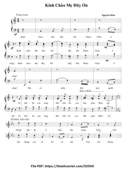 Kính chào Mẹ đầy ơn - Nguyên Kha - trang 1