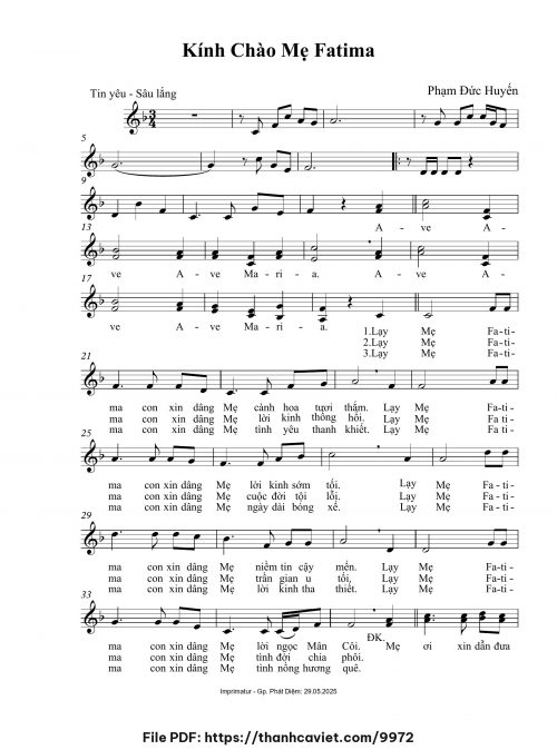 Kính chào Mẹ Fatima - Phạm Đức Huyến - trang 1