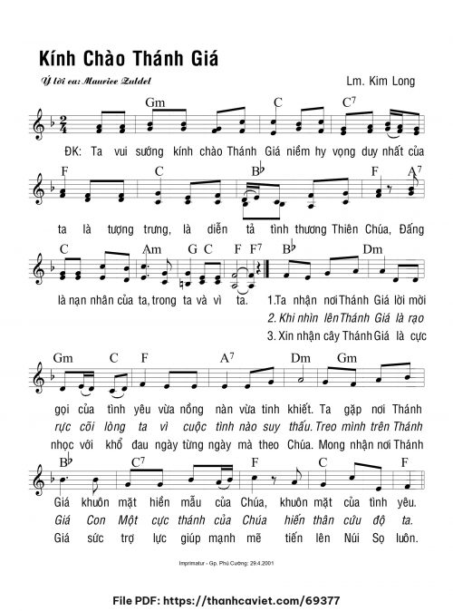 Kính chào Thánh Giá - Lm. Kim Long - trang 1