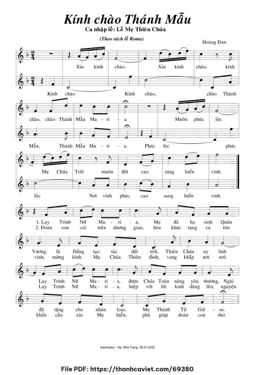 Kính chào Thánh Mẫu - Hoàng Đan - trang 1