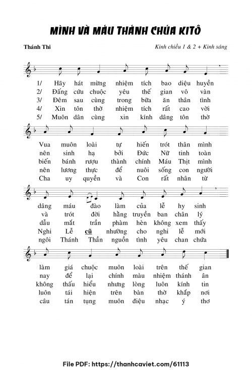 Kinh chiều 1 & 2 + Kinh sáng lễ Mình Máu Thánh Chúa - Chưa biết - trang 1