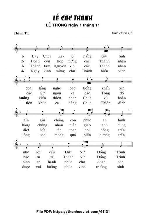 Kinh chiều 1 & 2 Lễ Các Thánh - Chưa biết - trang 1